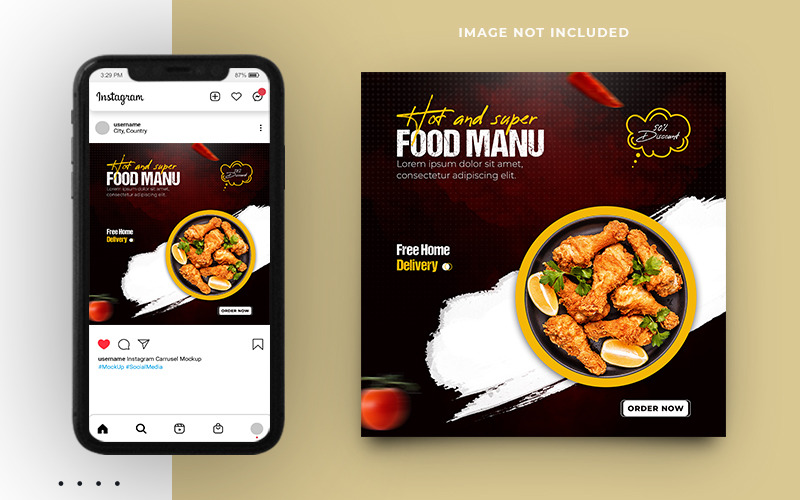 Modello di banner per post sui social media del menu del cibo