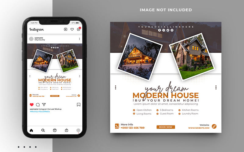 Werbung für Immobilienagenturen Instagram Social Media Banner Post Template Design