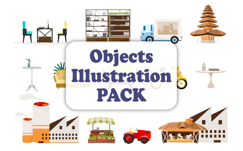 Ensemble d'illustrations d'objets différents