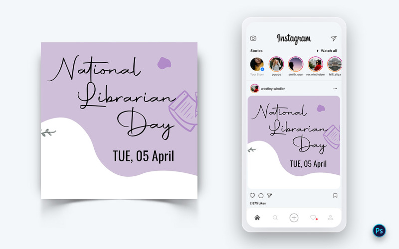 Modèle de conception de publication sur les médias sociaux de la Journée nationale des bibliothécaires-08