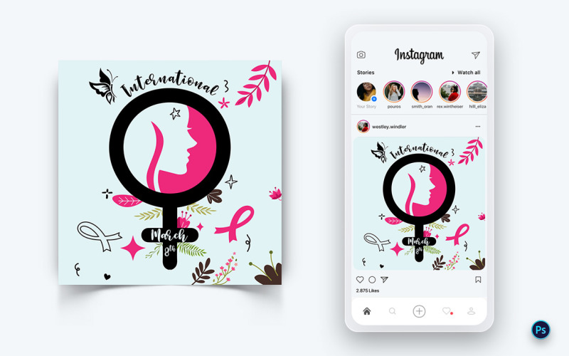 Modèle de conception de publication sur les médias sociaux pour la Journée internationale de la femme-16