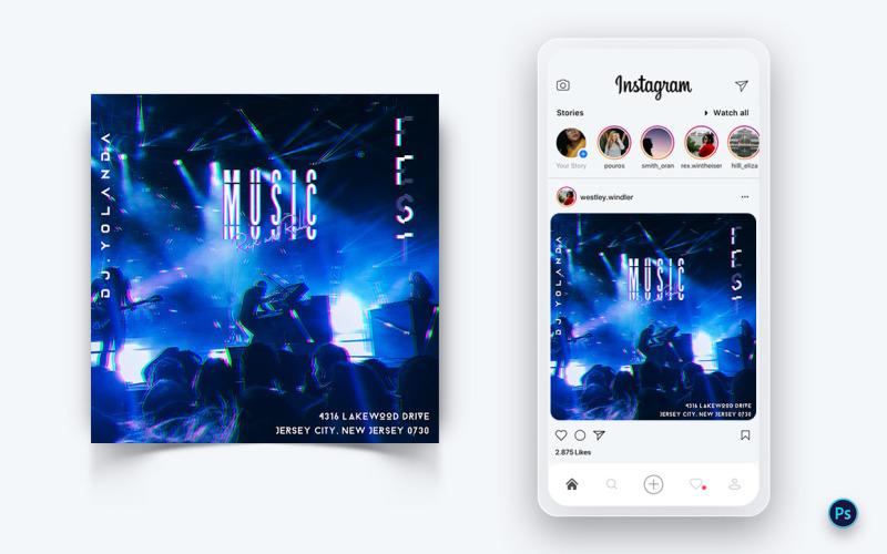Modello di progettazione post sui social media per feste notturne musicali-07