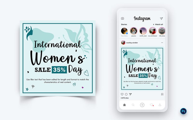 Modello di progettazione post sui social media per la Giornata internazionale della donna-07