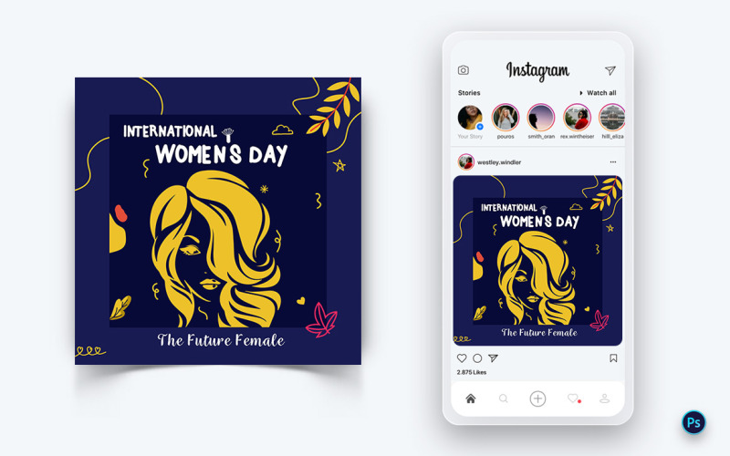 Modello di progettazione post sui social media per la Giornata internazionale della donna-11