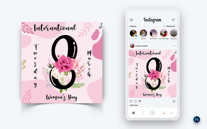 Modello di progettazione post sui social media per la Giornata internazionale della donna-13