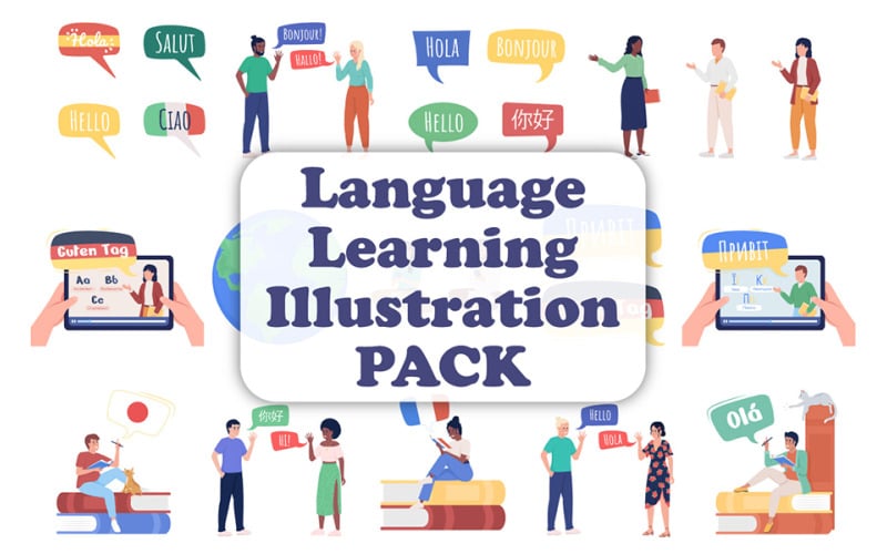 Paquete de ilustración de aprendizaje de idiomas