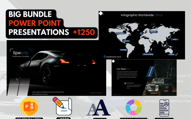 大型 PowerPoint 演示文稿包 +1250 张幻灯片