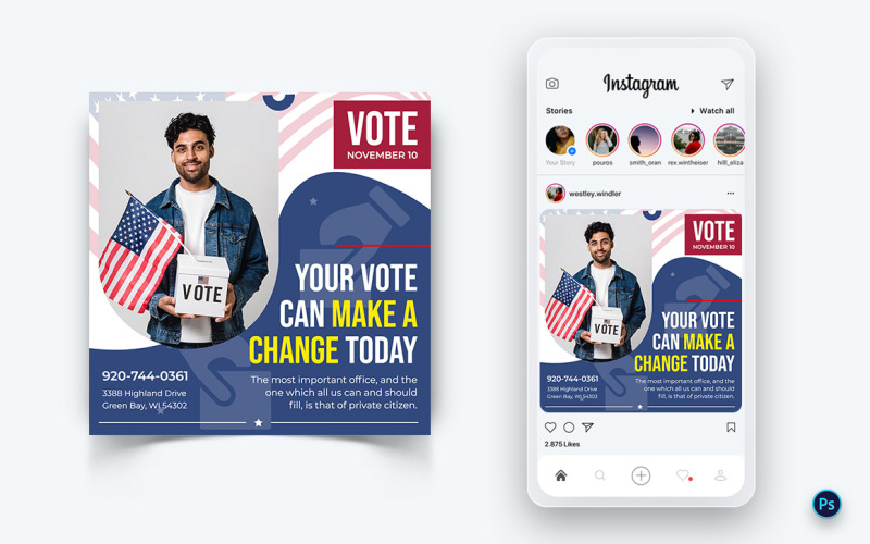 Postdesign-Vorlage für politische Kampagnen in sozialen Medien-10