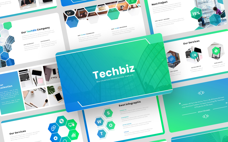 Techbiz – багатоцільовий бізнес-шаблон PowerPoint