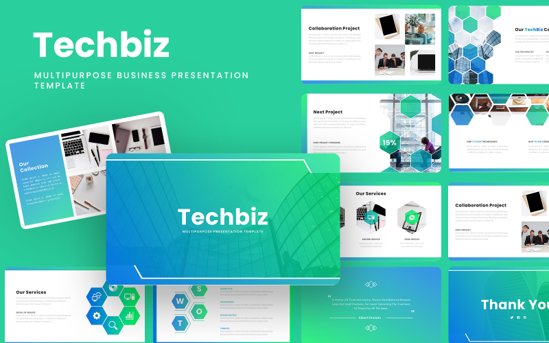 Techbiz – víceúčelová obchodní šablona Prezentací Google