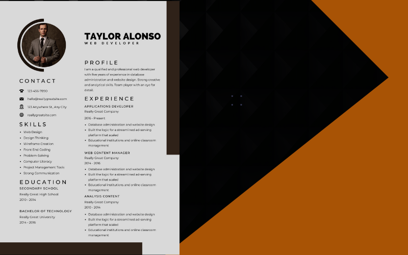 Dark Brown Resume Template 261337 TemplateMonster