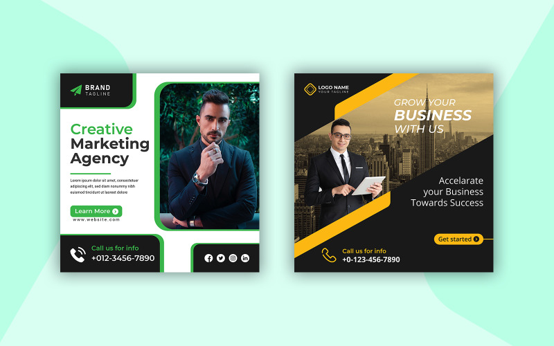 Promoção de negócios e modelo de postagem de mídia social corporativa