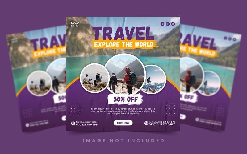 Travel Tour Social Media Post Bundle Template