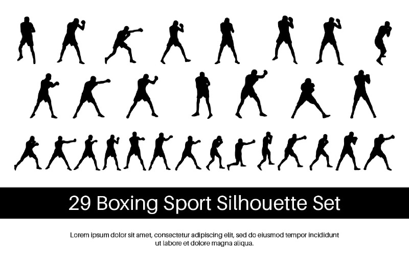 29 Conjunto de silueta deportiva de boxeo