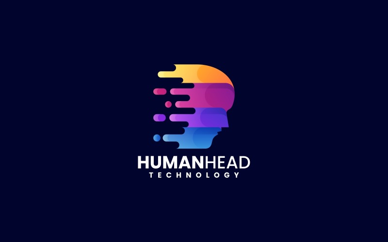 Logotipo colorido gradiente de cabeça humana