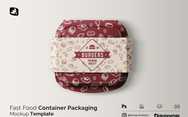 Mockup di imballaggio per contenitori per fast food