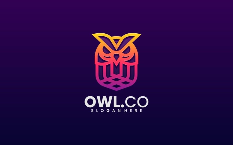 Owl Line Art Farbverlauf Logo