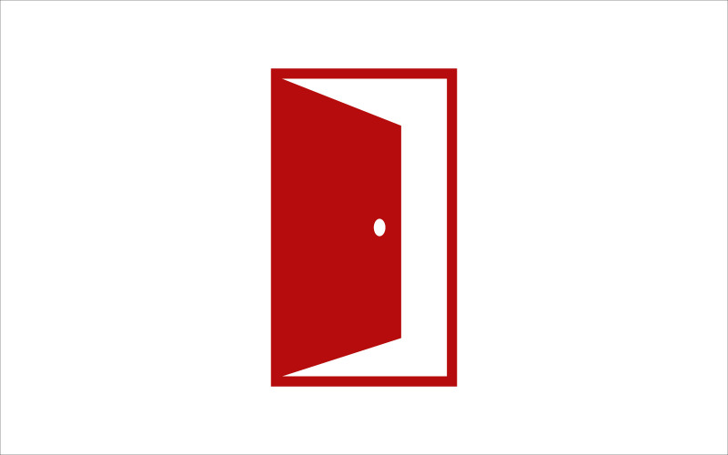 öppen röd dörr vektor logotyp mall