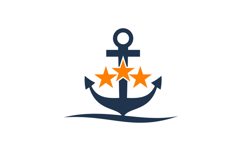 Anchor Star logo design sablon vektor