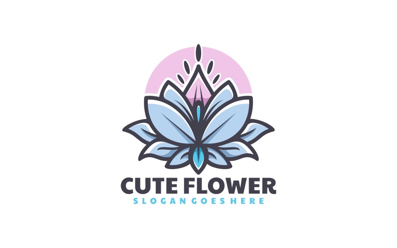 Blumen-einfaches Maskottchen-Logo