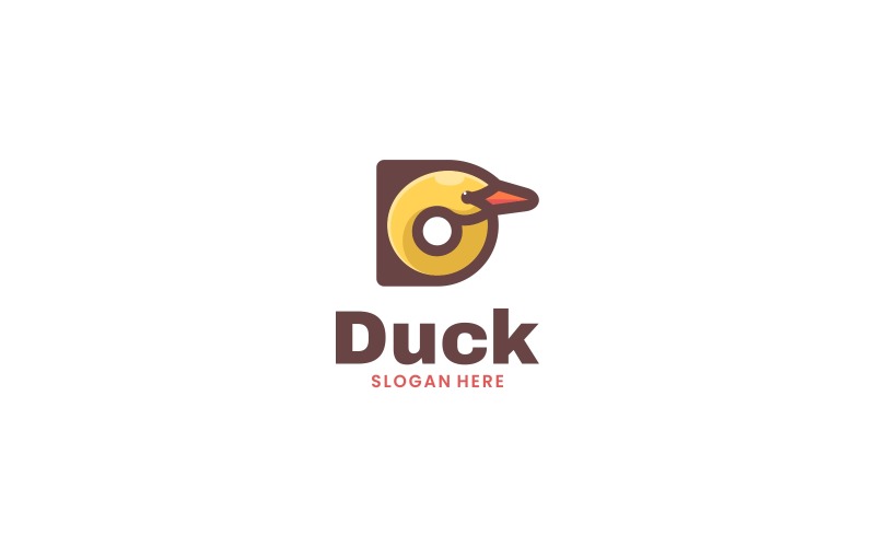 Buchstabe Ente einfaches Maskottchen-Logo
