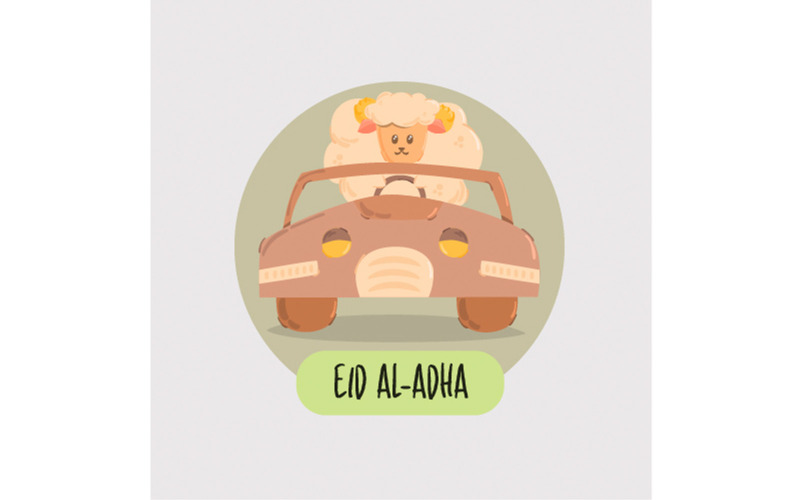 Eid Al-Adha s ovce řídit auto ilustrace