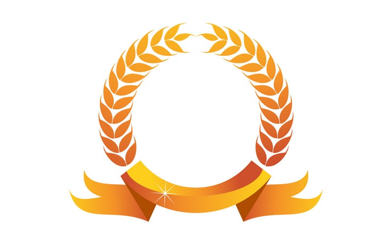 ribbon leaf logo design template vector