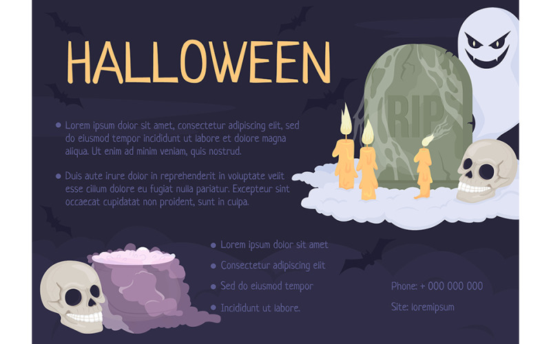 Sjabloon voor spandoek met Halloween-tradities