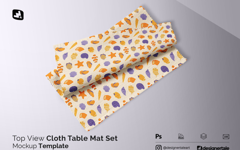 Üstten Görünüm Kumaş Masa Paspas Seti Mockup