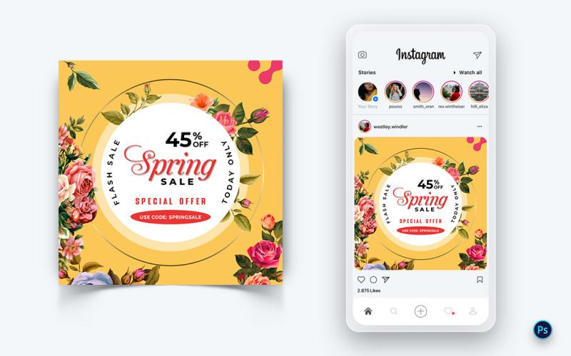Spring season social media post design template 12