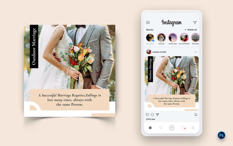 Düğün Davetiyesi Sosyal Medya Post Tasarım Şablonu-03