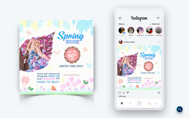 Plantilla de diseño de publicación de redes sociales de temporada de primavera-20