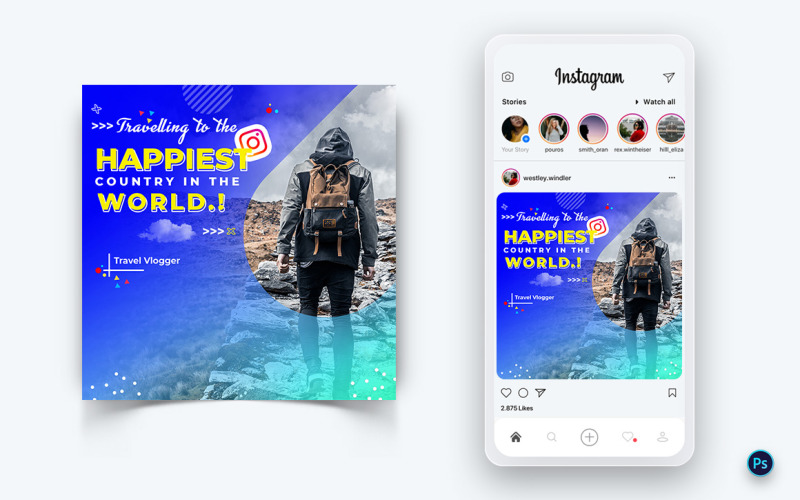 Travel Explorer 和 Tour Social Media Post Design Template-20