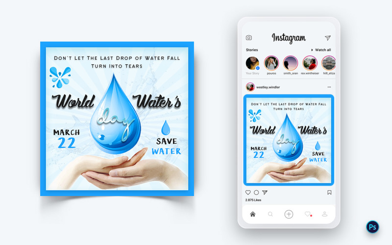 Modèle de conception de publication sur les médias sociaux de la Journée mondiale de l'eau-01