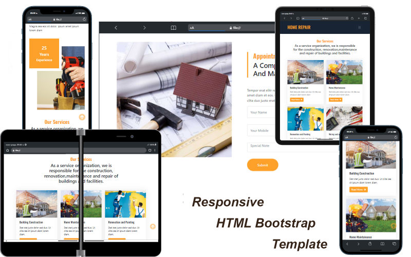 Naprawa domu — responsywny szablon HTML w intranecie