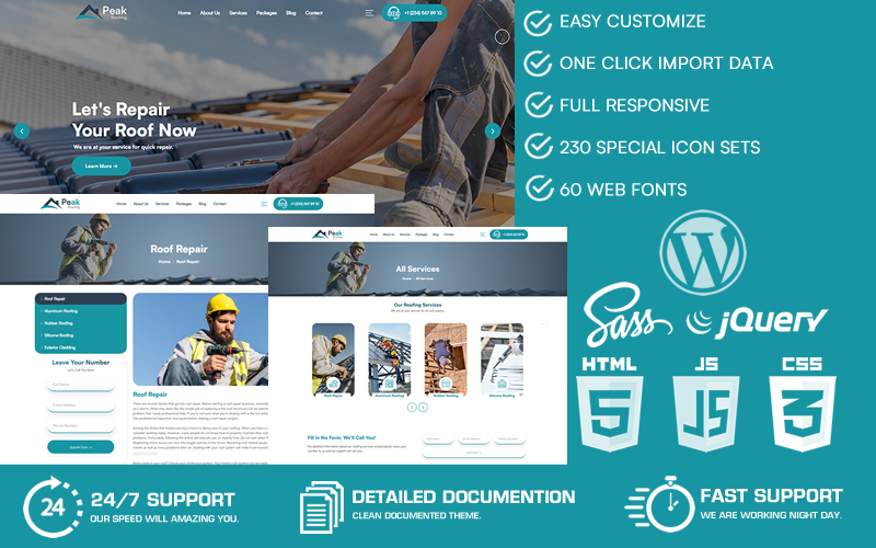 Peak - Roofing Company WordPress 主题