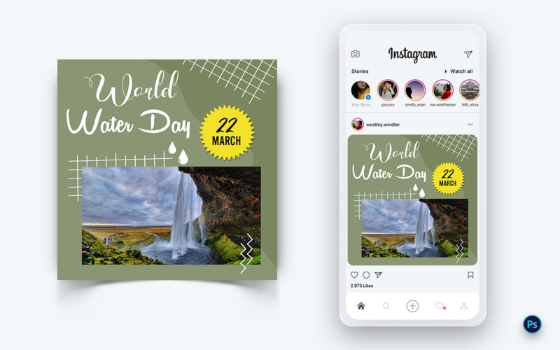 世界水日社交媒体帖子设计模板-23