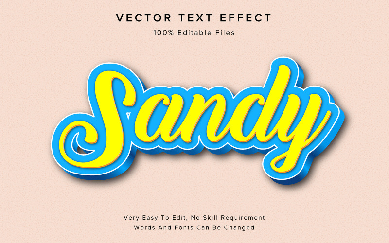 Pískově žlutá upravitelný 3D textový efekt