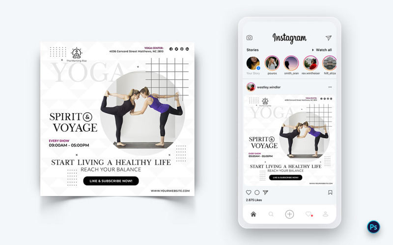 Plantilla de diseño de publicación de redes sociales de yoga y meditación-38