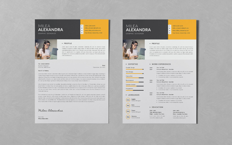 Plantillas de diseño de currículum vitae / CV PSD de diseño moderno