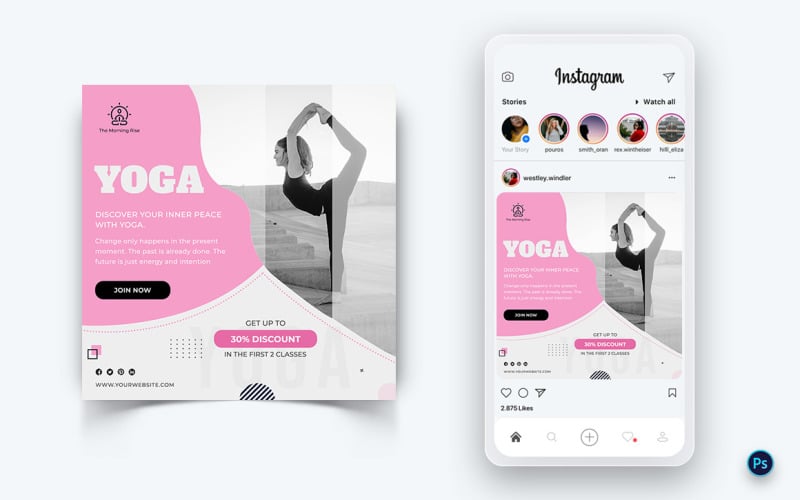 Шаблон оформлення публікації для йоги та медитації в соціальних мережах-18