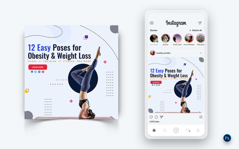 Yoga och meditation Postdesignmall för sociala medier-02