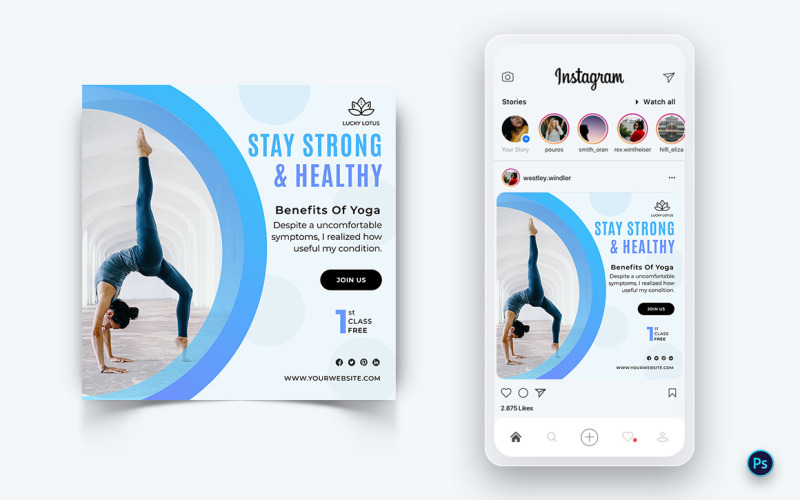 Yoga och meditation Postdesignmall för sociala medier-20