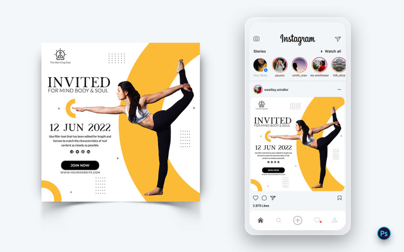 Yoga och meditation Postdesignmall för sociala medier-27
