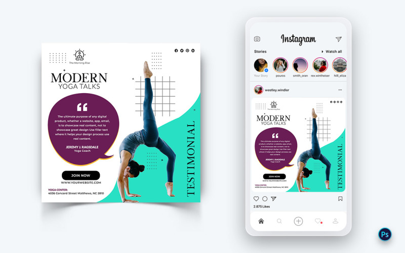 Yoga och meditation Postdesignmall för sociala medier-35