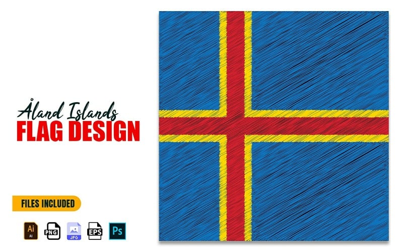 9 Haziran Aland Adaları Bağımsızlık Günü Bayrağı Tasarım Çizimi