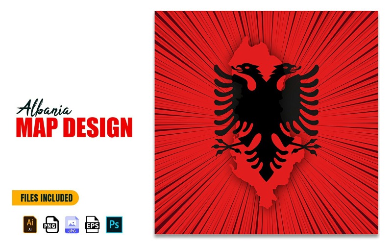 Illustrazione di progettazione della mappa del giorno dell'indipendenza dell'Albania