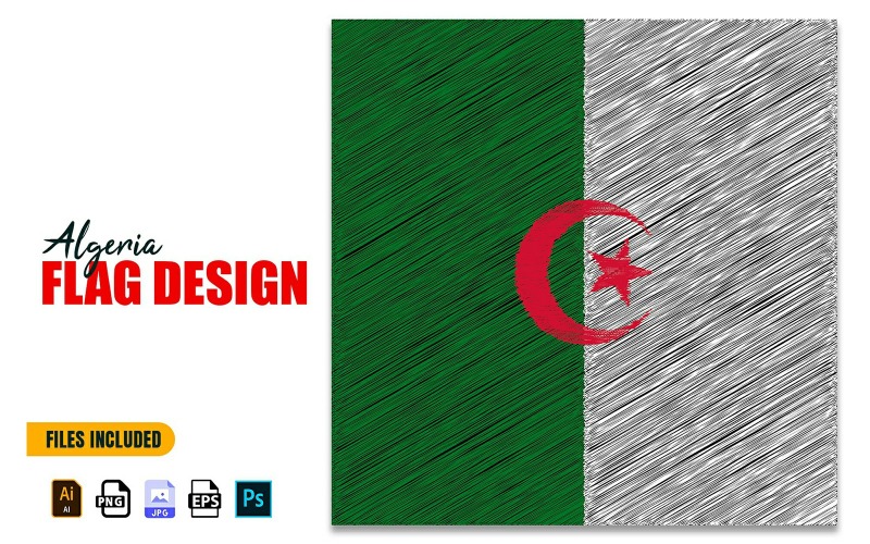 1 Kasım Cezayir Devrim Günü Bayrağı Tasarım Çizimi