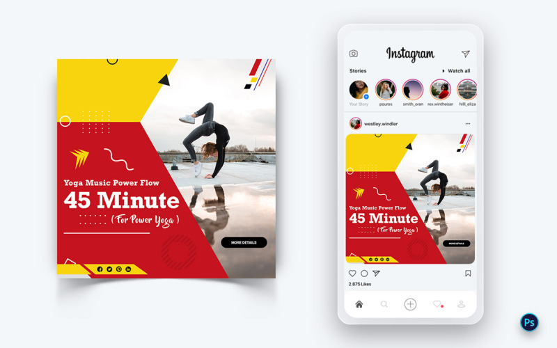 Modello di progettazione per post sui social media di yoga e meditazione-51