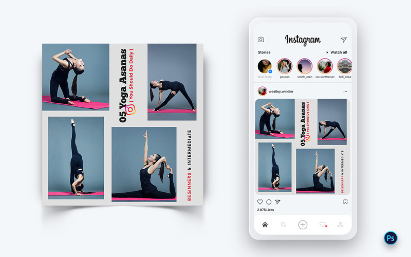 Postdesign-Vorlage für Yoga und Meditation in sozialen Medien-53